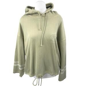 Cherry LA Green Striped Logo Print Cotton Hooded Hoodie Sweatshirt Top Size XL